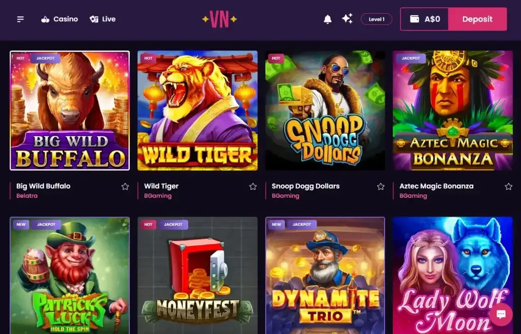 Play VegasNow slots with free spins.